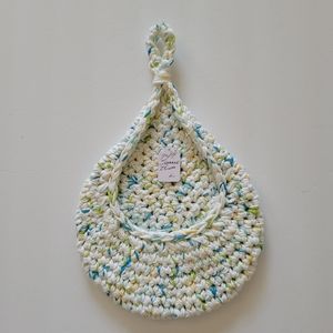 LARGE 747 SUMMER PRINTS HANDMADE CROCHETED  HANGING WALL BASKET
